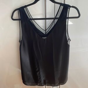 Aritzia Babaton black sleeveless blouse with mesh detail